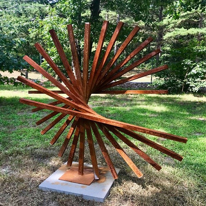 Large Garden Cube Shape Rusty Metal Statues