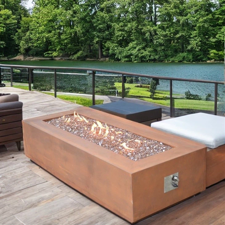 Rectangular Tabletop Gas Burner Firepit